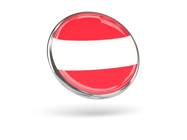 Flag of austria. Round icon with metal frame — Stock Photo, Image