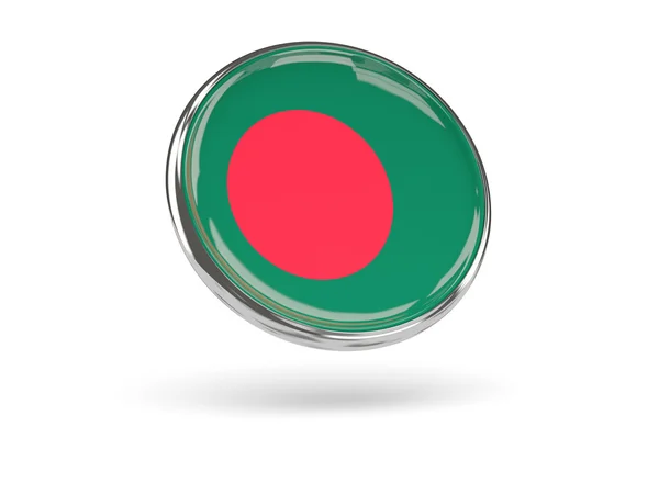 Flaga Bangladeszu. Okrągła ikona z metalowej ramie — Zdjęcie stockowe