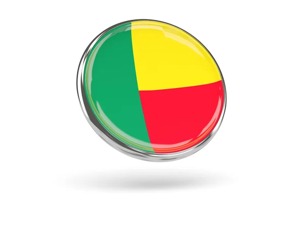 Benin zászlaja. Fémvázas kerek ikon — Stock Fotó