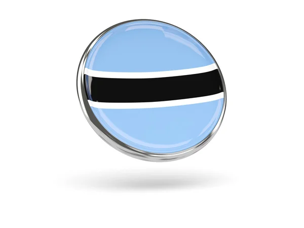 Flaga Botswany. Okrągła ikona z metalowej ramie — Zdjęcie stockowe