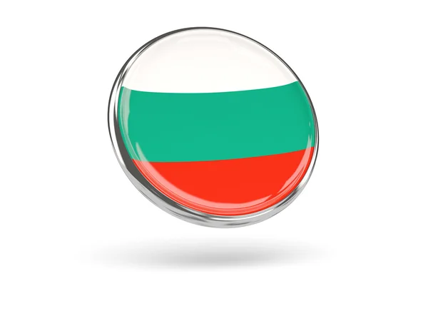 Флаг болгарии. Круглый значок с металлической рамой — стоковое фото