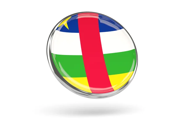 Flag of central african republic. Round icon with metal frame — Stock Photo, Image