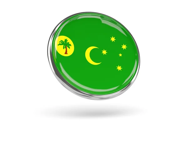 Flag of cocos islands. Round icon with metal frame — Stock Photo, Image