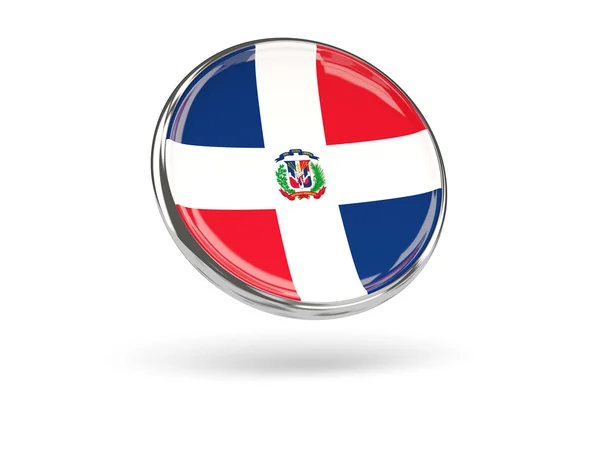 Flag of dominican republic. Round icon with metal frame — Stock Photo, Image