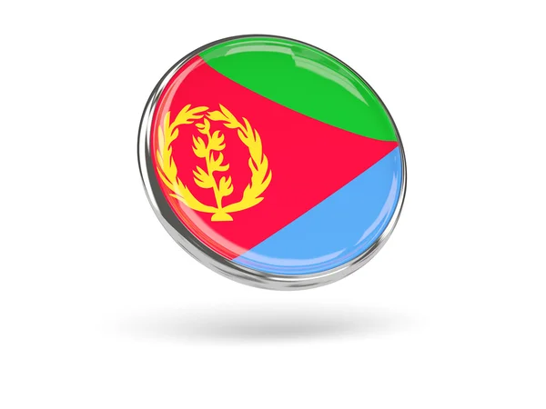 Vlag van eritrea. Ronde pictogram met metalen frame — Stockfoto