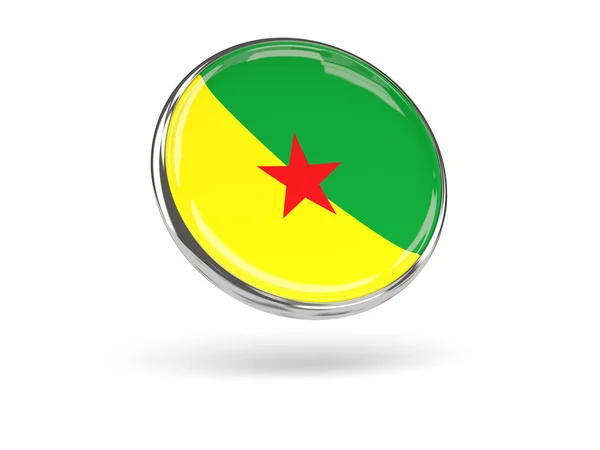 Fransız Guyanası bayrağı. Metal çerçeve ile yuvarlak simge — Stok fotoğraf