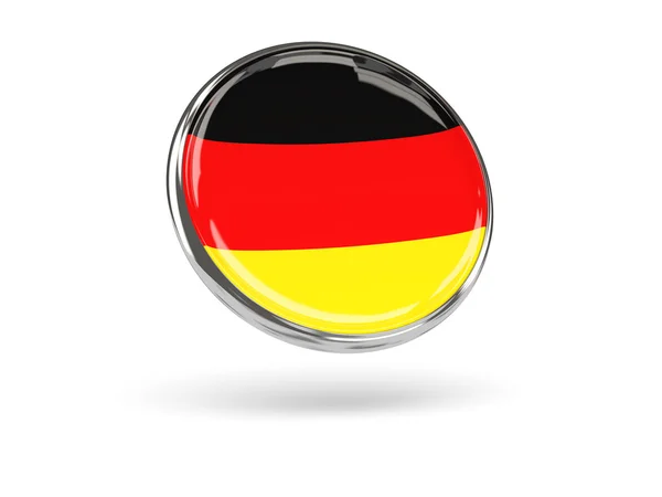 Almanya bayrağı. Metal çerçeve ile yuvarlak simge — Stok fotoğraf