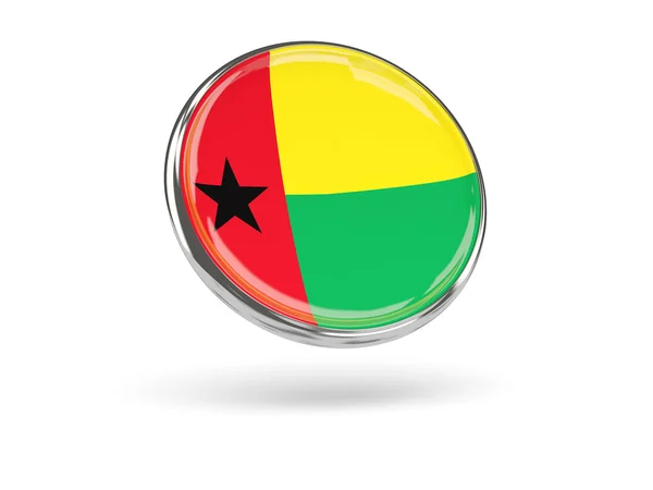 Drapeau de Guinée-Bissau. Icône ronde avec cadre métallique — Photo