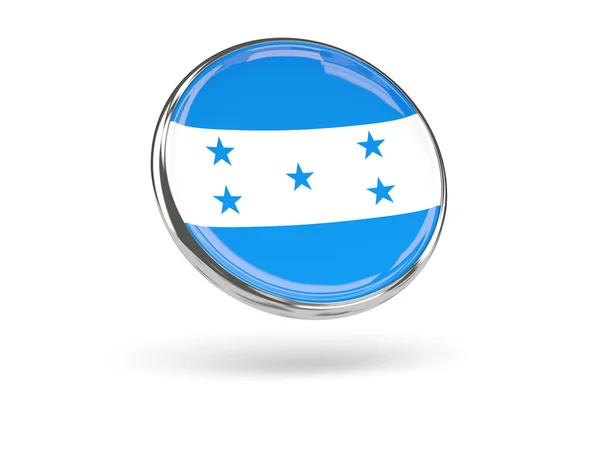 洪都拉斯的旗子。圆形图标与金属框架 — 图库照片