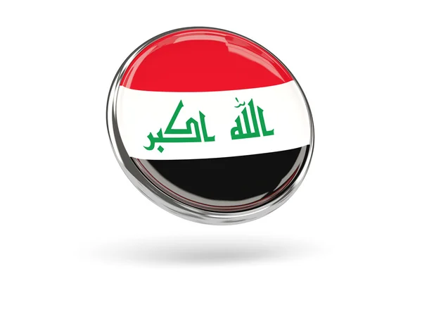 Flag of iraq. Round icon with metal frame — Stock Photo, Image