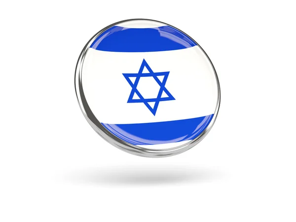 이스라엘의 국기입니다. 금속 프레임 원형 아이콘 — 스톡 사진
