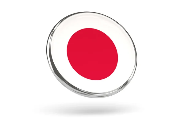 Прапор Японії. Кругла іконка з металевою рамкою — стокове фото