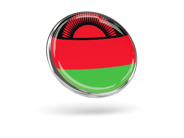 Flag of malawi. Round icon with metal frame — Stock Photo, Image