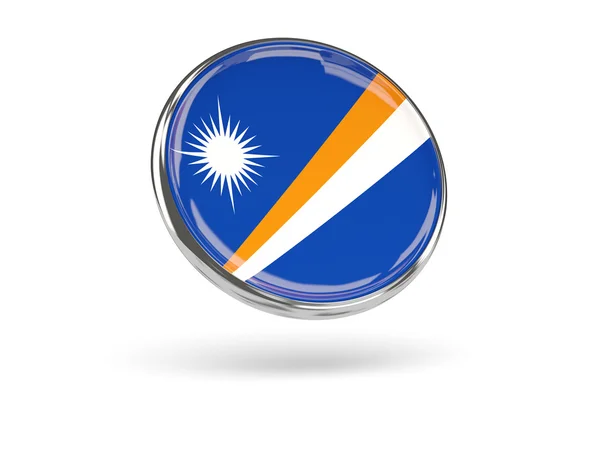 Flagge der Marshallinseln. runde Ikone mit Metallrahmen — Stockfoto