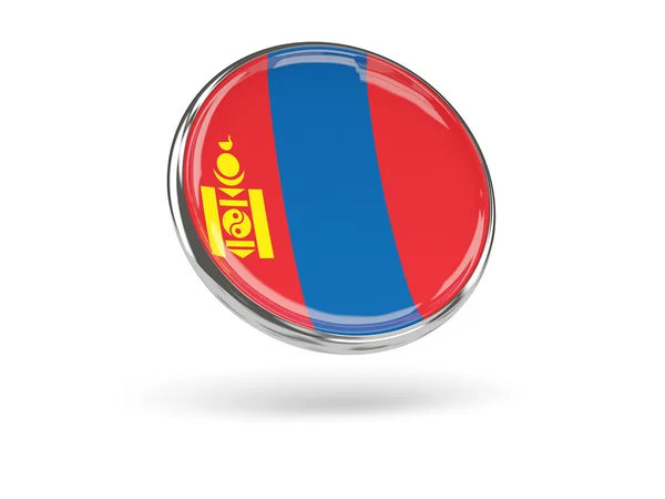 モンゴルの旗。金属製のフレームに丸いアイコン — ストック写真