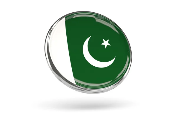Pakisztán zászlaja. Fémvázas kerek ikon — Stock Fotó