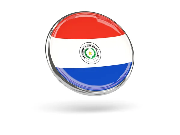 Flag of paraguay. Round icon with metal frame — Stock Photo, Image