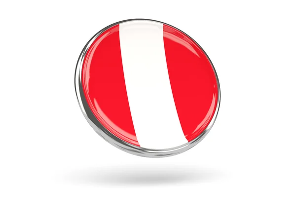 Flag of peru. Round icon with metal frame — Stock Photo, Image