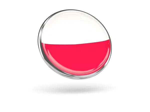 Flag of poland. Round icon with metal frame — Stock Photo, Image