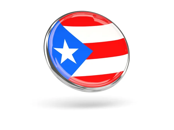 Puerto rico zászlaja. Fémvázas kerek ikon — Stock Fotó