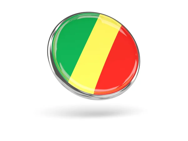 刚果共和国的旗帜。圆形图标与金属框架 — 图库照片