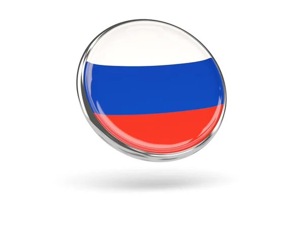 Flag of russia. Round icon with metal frame — Stock Photo, Image