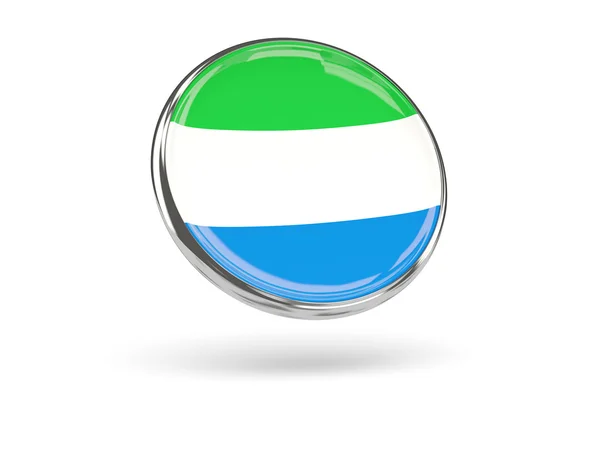 Bandera de Sierra Leona. Icono redondo con marco de metal — Foto de Stock