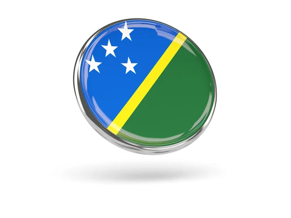 Bandera de las islas Salomón. Icono redondo con marco de metal —  Fotos de Stock