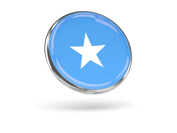 Flag of somalia. Round icon with metal frame — Stock Photo, Image