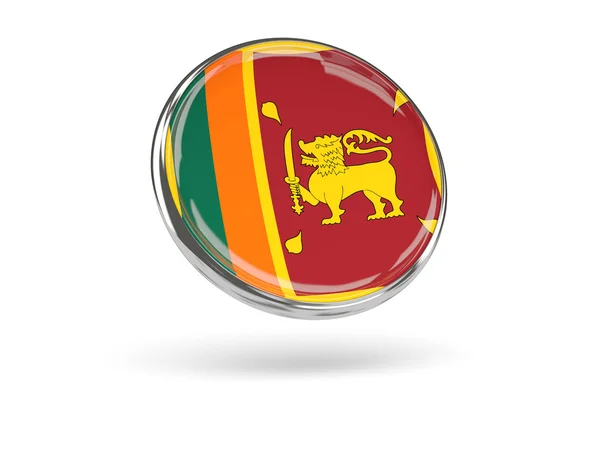 Bandera de Sri Lanka. Icono redondo con marco de metal —  Fotos de Stock