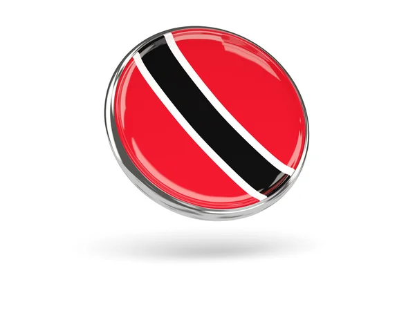 Flag of trinidad and tobago. Round icon with metal frame — Stock Photo, Image