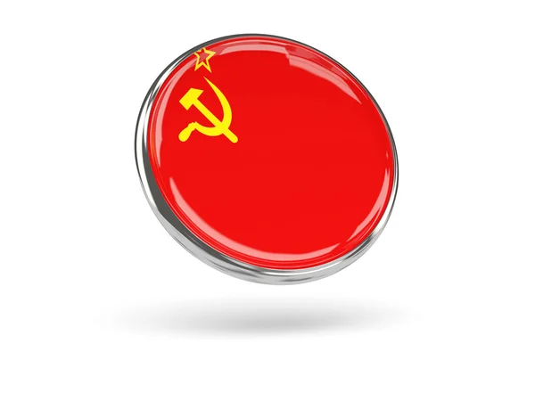 Flag of ussr. Round icon with metal frame — Stock Photo, Image