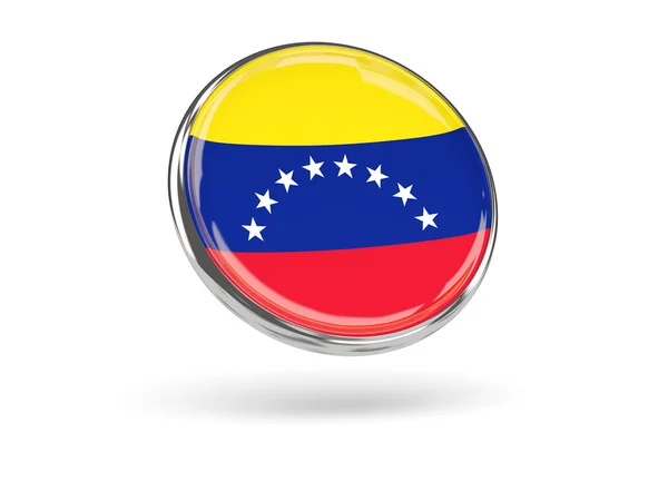 Flag of venezuela. Round icon with metal frame — Stock Photo, Image