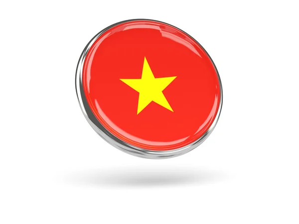 Bandiera del Vietnam. Icona rotonda con cornice in metallo — Foto Stock