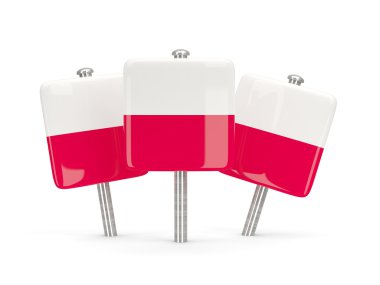 Polonya, üç kare pimleri bayrağı