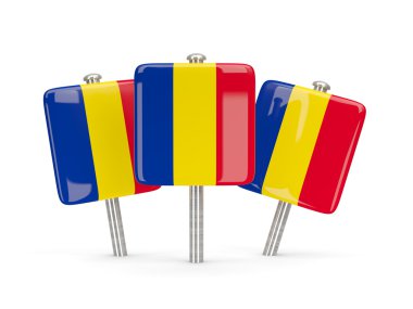 Romanya, üç kare pimleri bayrağı