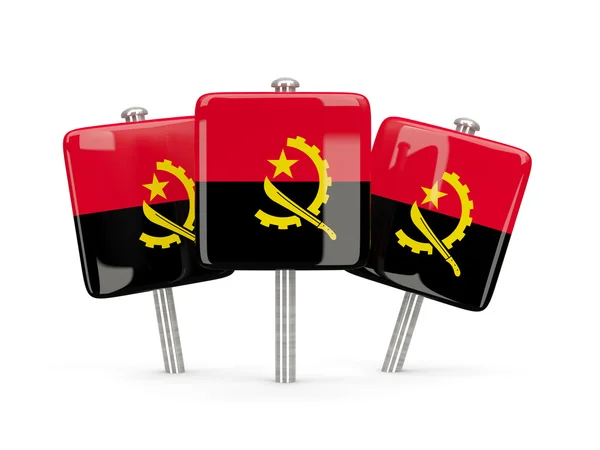 Flag of angola, three square pins — Stock Photo, Image