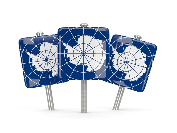Flagge der Antarktis, drei quadratische Pins — Stockfoto