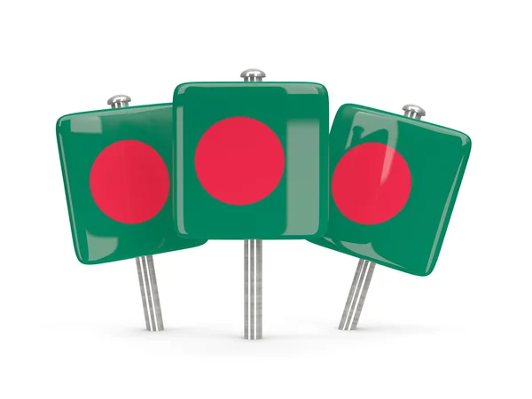 Bandiera del bangladesh, tre perni quadrati — Foto Stock