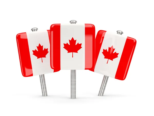 Flag of canada, three square pins — Stock Photo, Image