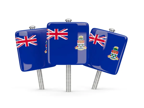 Flag of cayman islands, three square pins — Stock Photo, Image