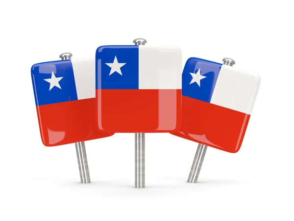 Σημαία της Χιλής, τρία τετραγωνικά καρφίτσες — Φωτογραφία Αρχείου