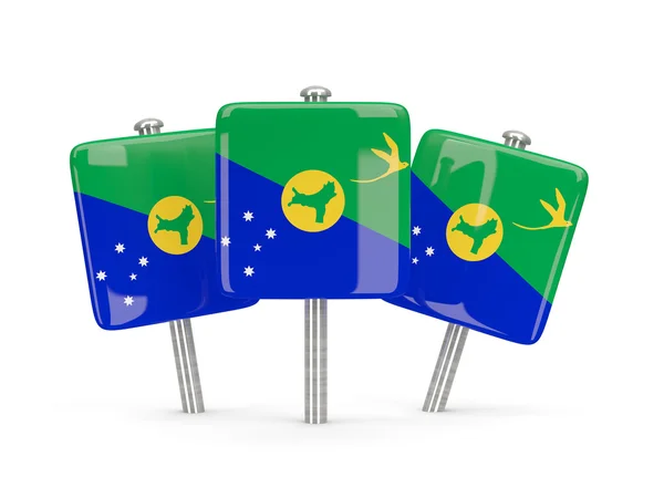 Bandeira da ilha de Natal, três pinos quadrados — Fotografia de Stock