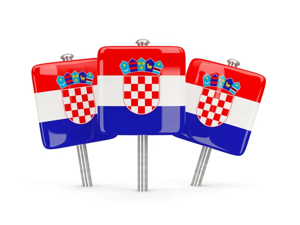 Flagga Kroatien, tre fyrkantiga stift — Stockfoto