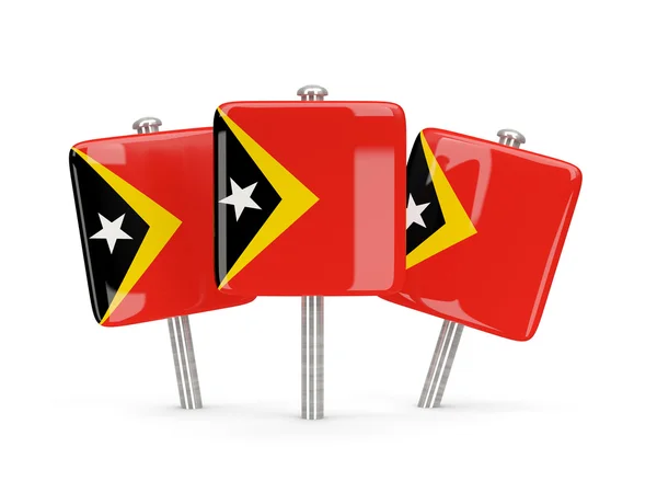 Bandera de Timor Oriental, tres pines cuadrados — Foto de Stock