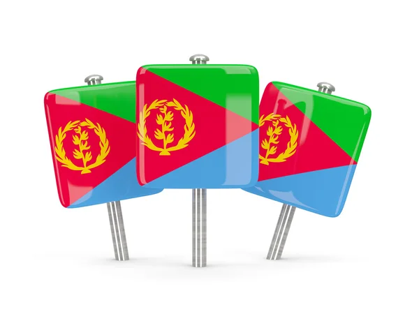 Флаг эритреи, три квадратных булавки — стоковое фото