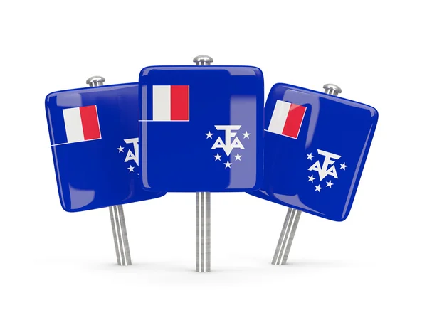 Bandeira dos territórios franceses do sul, três pinos quadrados — Fotografia de Stock