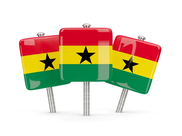 Flag of ghana, three square pins — Stock Photo, Image