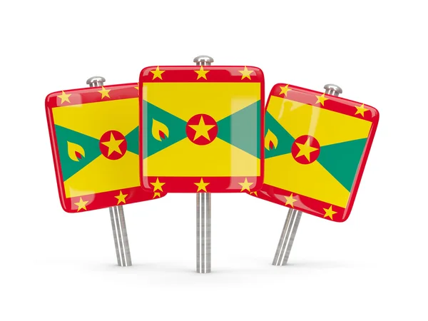 Flaga Grenady, trzy piny kwadratowe — Zdjęcie stockowe