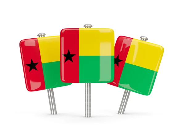 Flaga Gwinei Bissau, trzy piny kwadratowe — Zdjęcie stockowe